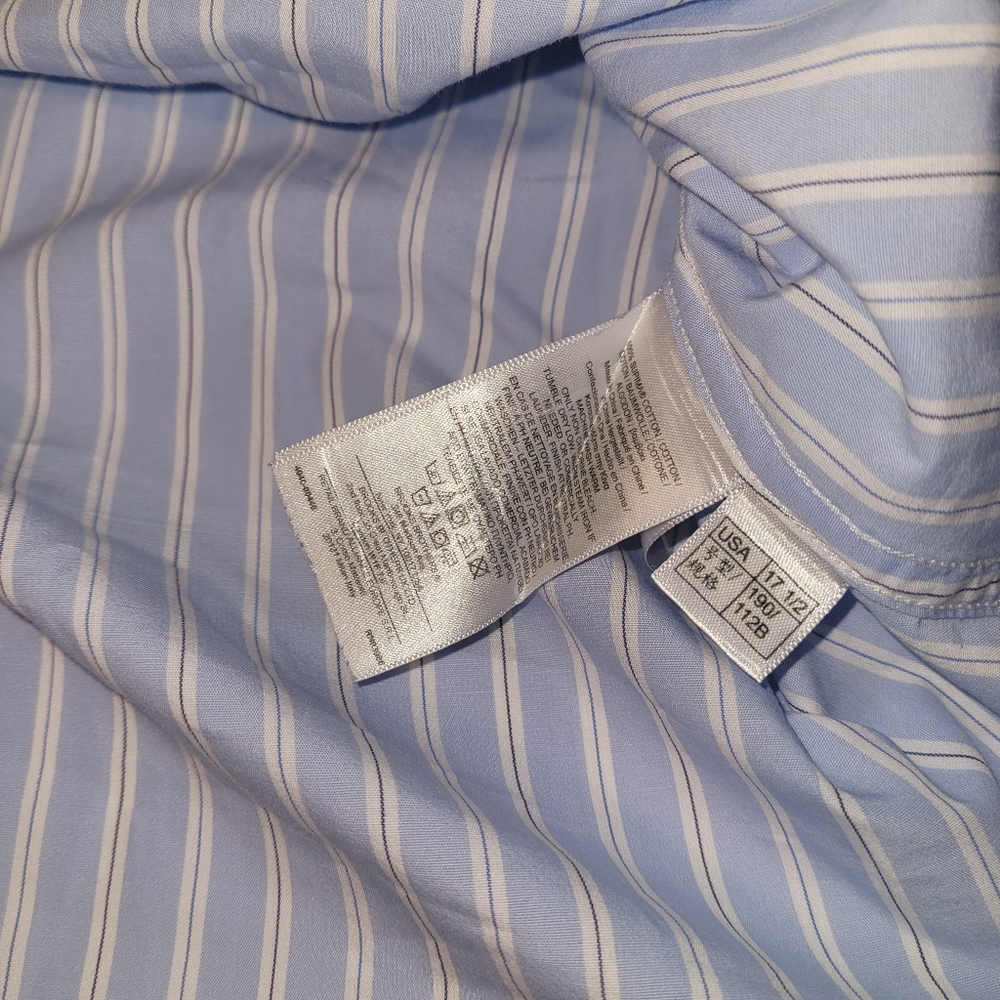 Brooks Brothers Original Polo Long Sleeve Mens Blue White Pin Stripes Button - Picture 3 of 5